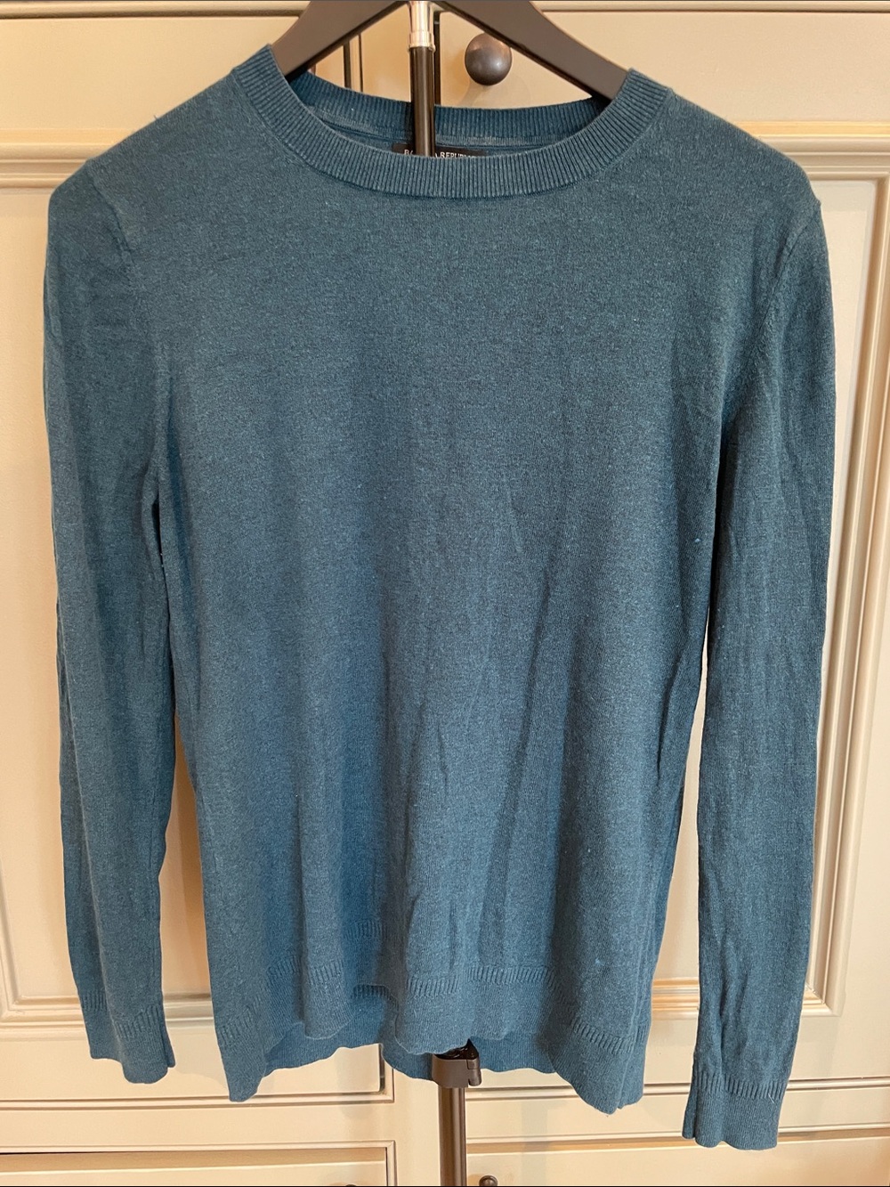 Banana Republic Silk Cashmere Crewneck Teal Coastal Preppy Quiet Luxury Sweater